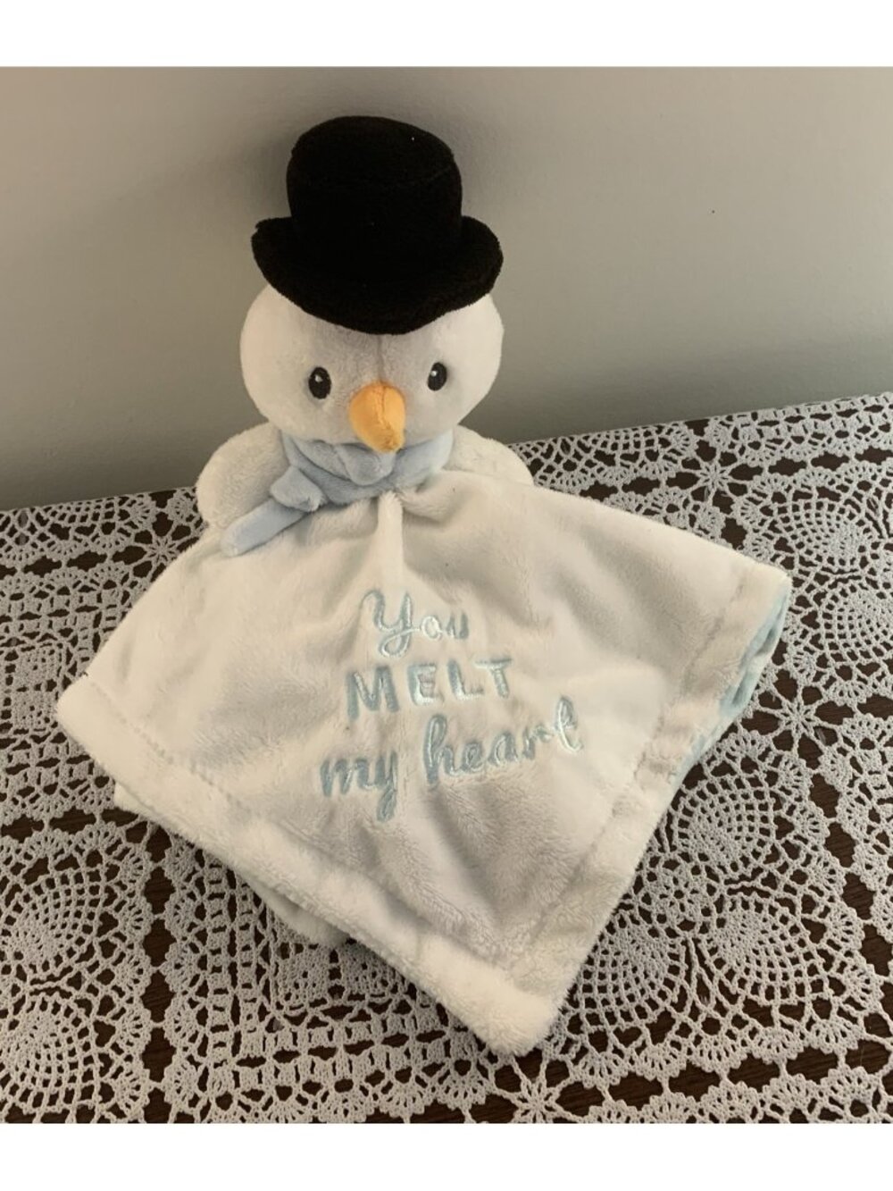 Snowman Lovey Security Blanket Baby Blankie Soothing 12 Inch Frosty Brand New